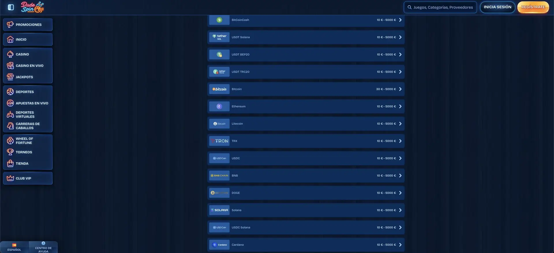 dudespin pagos criptomonedas